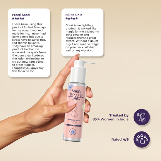 Back & Bum Acne Clearing Lotion with Shea Butter & Peach extracts for healing Bum acne & crusty skin - 200ml