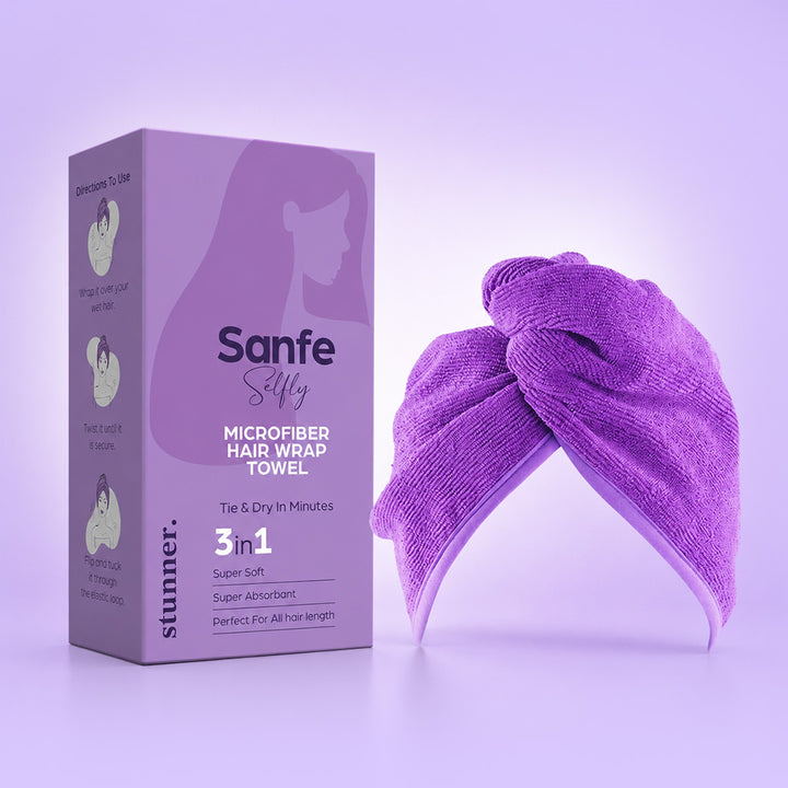 Sanfe Selfly Microfiber Hair Wrap Towel For Lockin In Moisture for Healthier, Shinnier & Smoother Hair